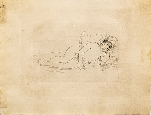 Pierre-Auguste Renoir (French, 1841-1919) Etching On Cream Laid Paper, C. 1906, Femme Nue CouchÈe (TournÈ ¿ Droite), 2nd Plate