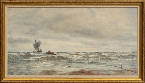 Thomas Bush Hardy (British, 1842-1897) Watercolor On Paper, 1879, Morning After A Gale, H 21.5'' W 40.5''