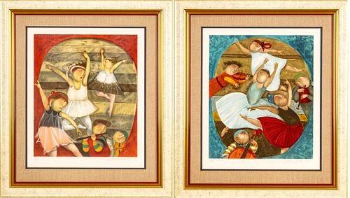 Graciela Rodo Boulanger (Bolivian, 1935) Lithographs In Colors On Wove Paper, Dancers, H 18.5'' W 15.75'' 2 pcs
