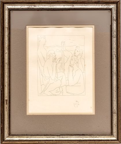 Pablo Picasso (Spanish, 1881-1973) Etching On Paper, 1930, Nestor's Stories About The Trojan War, From Les Metamorphoses, H 9'' W 6.75''