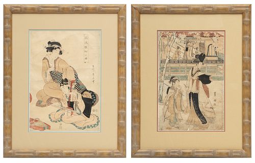 Japanese Yukioye Prints, Kabrihi C. 1850, H 14'' W 9'' 2 pcs