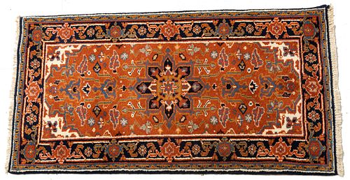 Indo-Persian Heriz Design Handwoven Wool Rug, C. 2000, W 2' 2'' L 4' 3''