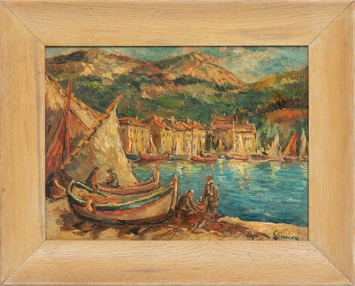 G. Simoni, Oil On Canvas, Fishermen On The Shore, H 12'' W 15''