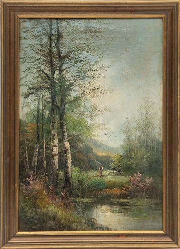 Signed Franke, Oil On Canvas, Woodland Scene, H 18.75'' W 12.5''