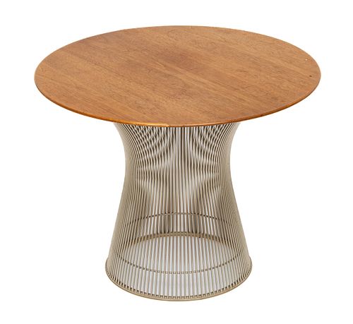 Warren Platner For Knoll (American, 1919-2006) Wood And Steel Table H 18.5'' Dia. 24''