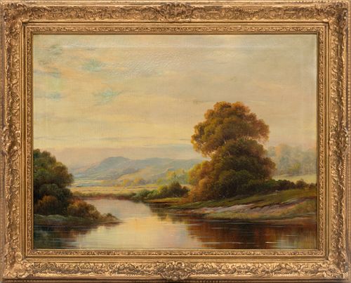 A. Spencer (American) Oil On Canvas, River Landscape, H 20'' W 26''