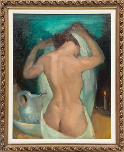 American Oil On Canvas, Nude Woman, H 30'' W 24''