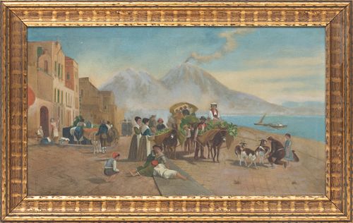 Oil On Canvas, Italian Costal Scene, H 16'' W 28''