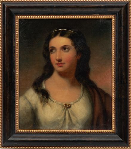A. Schutz, European Oil On Canvas, C. 19th C., Portrait Of A Young Woman, H 12'' W 10''