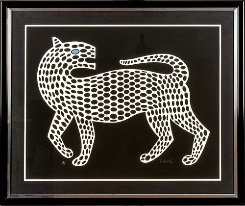 Victor Vasarely (French/Hungarian, 1906-1997) Screenprint In Colors On Wove Paper, Black And White Leopard, H 46.5'' W 38.75''