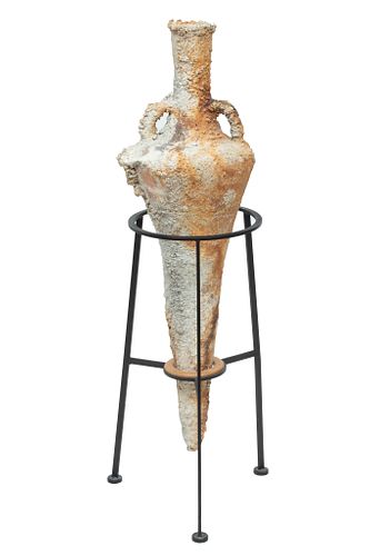 Ancient Amphora Vessel And Stand, H 3410''