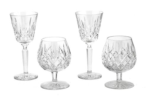 Waterford (Irish, 1783) 'Lismore' White Wine Glasses & Brandy Snifters, H 7.5'' Dia. 3'' 9 pcs