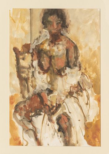 Richard Jerzy (American, 1943-2001) Oil And Watercolor On Paper, Seated Nude, H 17.5'' W 11.75''