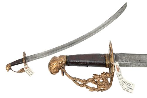 American Eagle Head Pommel Artillery Officer's Sword, C. 1800, L 35''