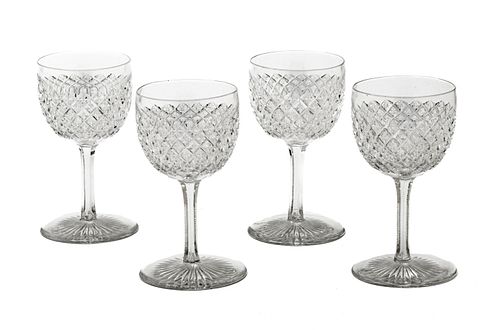 Hand-Cut Crystal Cordial Glasses, C. 1900, H 4.75'' Dia. 2.5'' 11 pcs