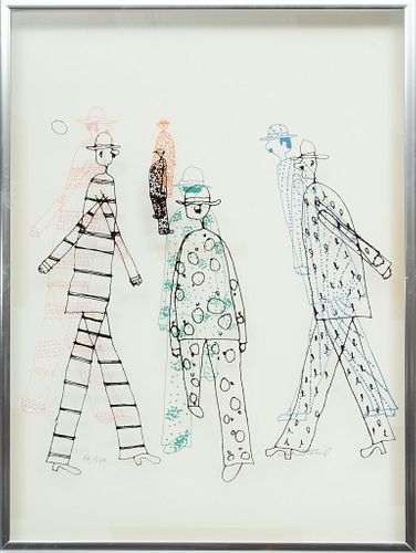 Greg Copeland (American) Silkscreen On Layered Acrylic, C. 1973, Walking People