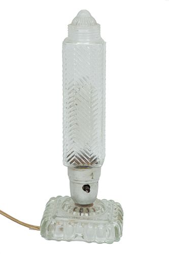Thaus Lamp Mfg Art Deco Style Glass Lamp H 12'' W 4'' L 4''