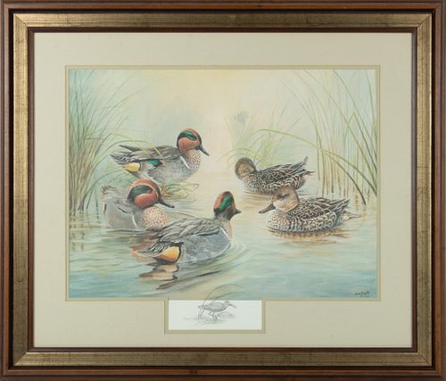 Jim Foote (American, 1925-2004), Lithograph On Paper, 1980, H 17.5", W 23.5", Five Ducks.