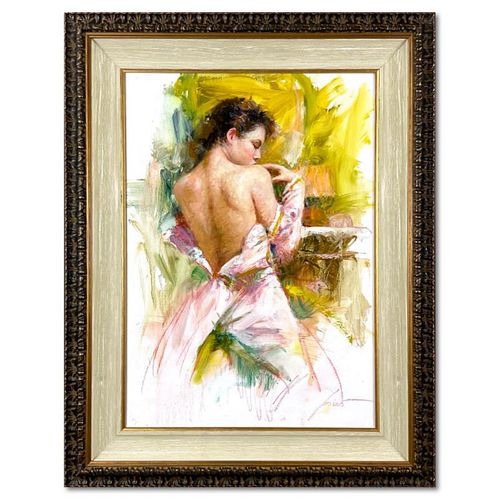 Pino (1939-2010), "Ballgown" Framed Original Oil Painting on Board, Hand Signed with Letter of Authenticity.
