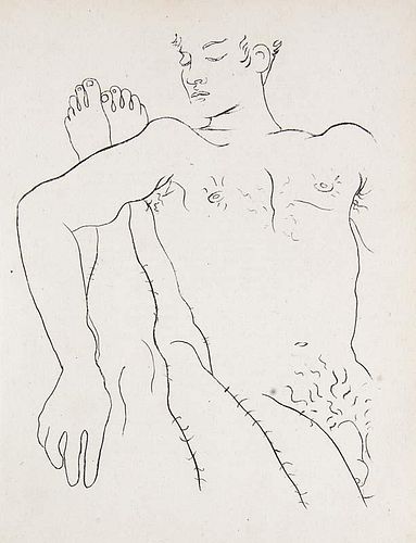Genet, Jean
Querelle de Brest. Mit 29 blattgroßen Lithographien nach Zeichnungen von Jean Cocteau. (Paris, P. Morihien, 1947
