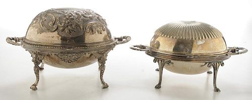 Two Silver-Plated Dome Top Servers