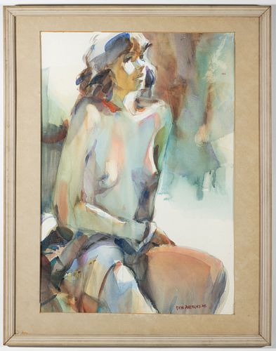 DON ANDREWS (AMERICAN, 20TH CENTURY) PAINTING OF A NUDE WOMAN