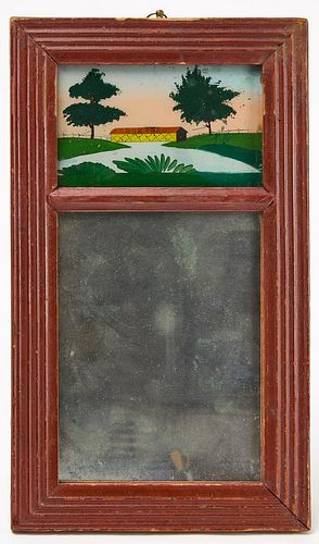 Two-Part Mirror with Reverse Glass Scene