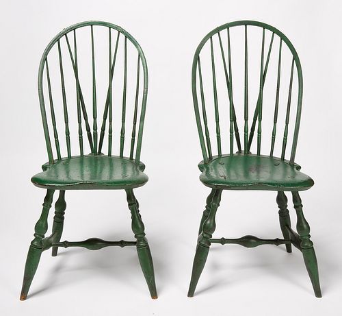 Pair of Green Windsor Chairs
