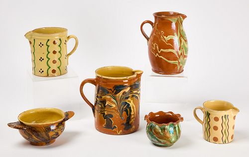 Six Pieces of French Jaspe' Pottery