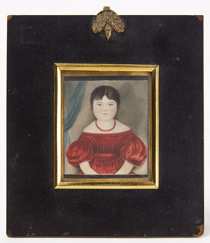 Miniature Portrait of a Girl in a Red Dress