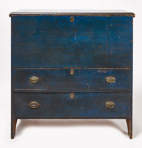 Two Drawer Blanket Chest in Blue Paint
