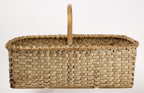 White Oyster Gathering Basket with Initials E.P.G.