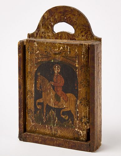 Slide Top Candle Box with Horse and Rider