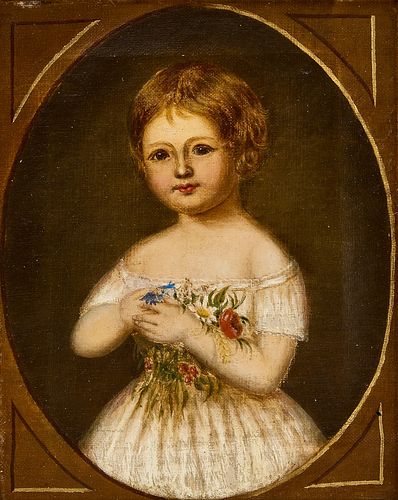 Portrait of a Girl Holding Flowers