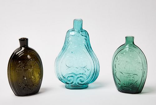 Three Early Glass Flasks