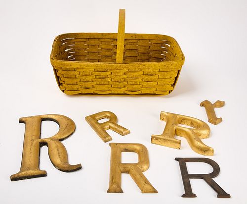 Yellow Market Basket with Group of Letters