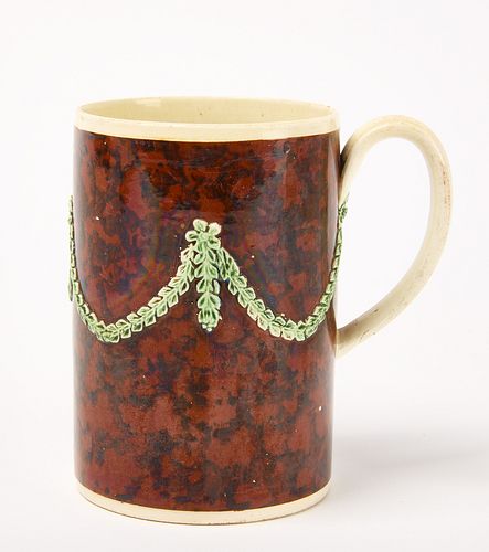 Pearlware Mug with Applied Swags