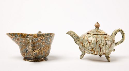 Pearlware Teapot and Gravy