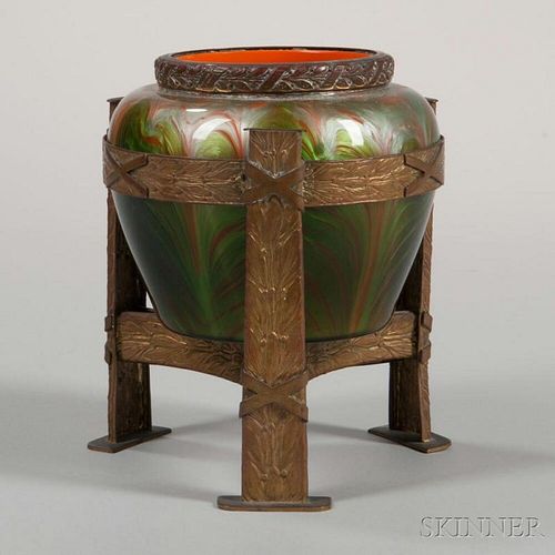 Ormolu Mounted Art Glass Vase Attributed to Loetz