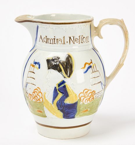 Large Prattware Pitcher with Nelson and Berry