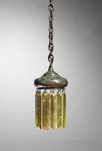 Hanging Lamp with Prisms Attributed to Tiffany Studios