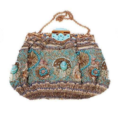 Egyptian Revival Beaded Embroidered Purse.