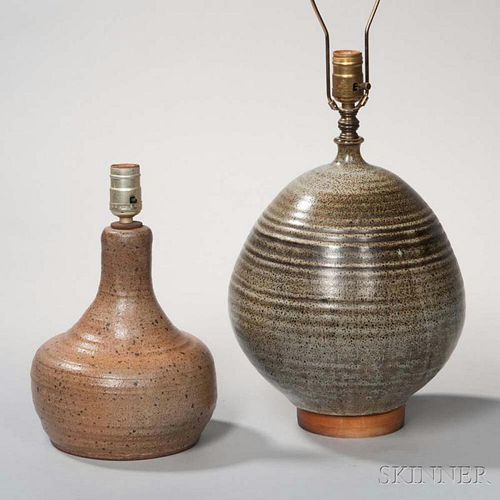 Two Stoneware Pottery Lamps