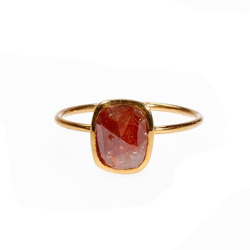 Raw colored diamond and 18k gold ring