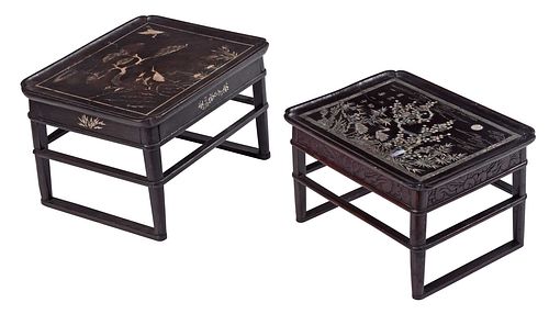 Two Small Korean Trays on Stands
