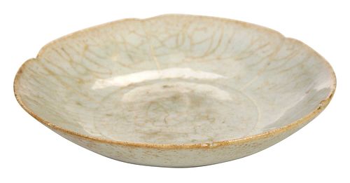 Korean White Glaze Petal Form Porcelain Dish