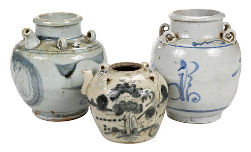 Three Chinese Porcelain Wine Pots