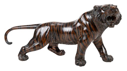 Small Japanese Bronze Roaring Tiger