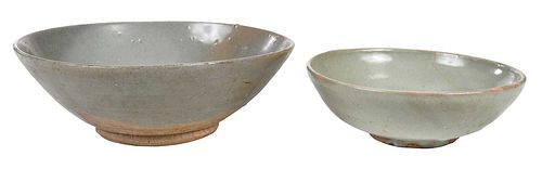 Two Chinese Celadon Glazed Pottery Bowls