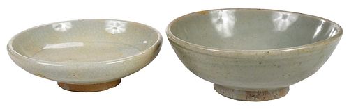 Two Chinese Celadon Glazed Earthenware Bowls